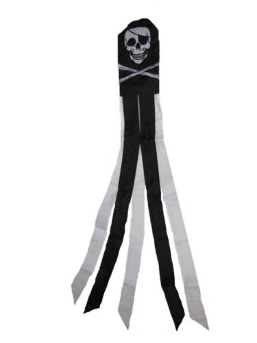 Moon Knives 60'' Jolly Roger Pirate Eye Patch Embroidered Wind Sock Windsock Wind Sock - Party Decorations Supplies for Parades - Prime Outside, Garden, Men Cave Decor Flag