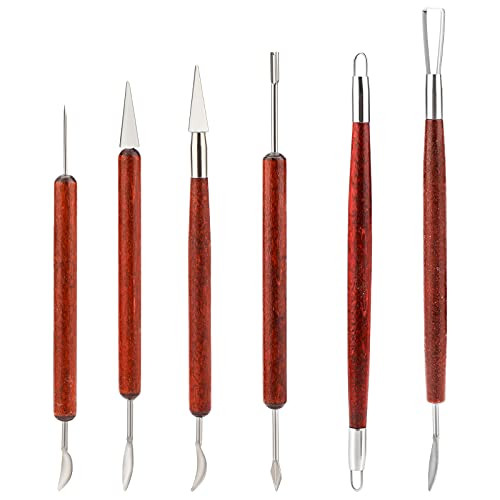 LUTER 6pcs Clay Sculpting Tools Set Double Sided Clay Pottery Tools with Wooden Handle for Clay Pottery Sculpture Ceramics Artwork Crafts LUTER 6pcs Clay Sculpting Tools Set Double Sided Clay Pottery Tools with Wooden Handle for Clay Pottery Sculpture Ceramics Artwork Crafts