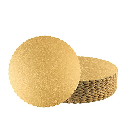 10 Inch Cake Boards Circle Cardboard Base Boards Solid Gold Cake Cardboard Rounds, 30 Pack