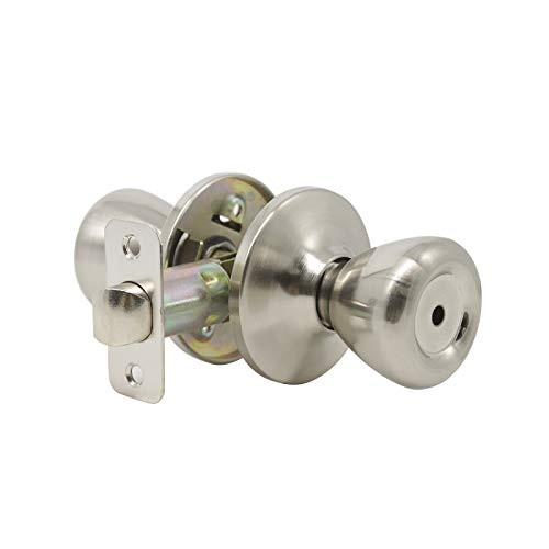 1 Pack Knobelite Privacy Door Knob Tulip Shape Door Hardware Satin Nickel Door Handle Interior Keyless Door Lock for Storage Room Bedroom Bathroom Door Knob Without Keys
