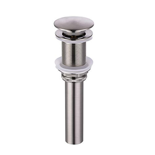KES Bathroom Sink Drain without Overflow Pop Up Sink Drain Stopper Brushed Nickel Finish, S2008D-BN