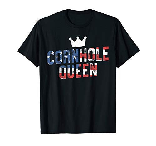 Cornhole Queen - Funny T Shirt American Flag 4th of July T-Shirt