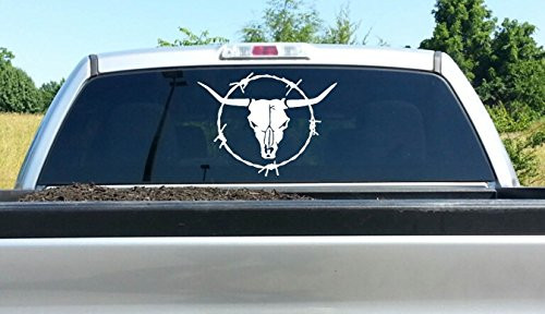 L1035 Longhorn Bull Cow Skull Barb Barbed Wire Decal Sticker