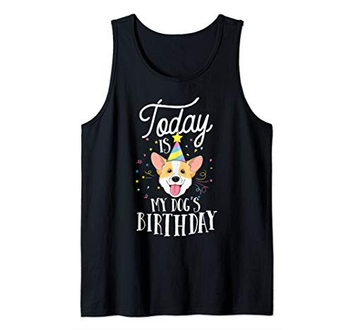Today Is My Dog's Birthday Corgi Shirt Funny Kids Boy Girls Tank Top