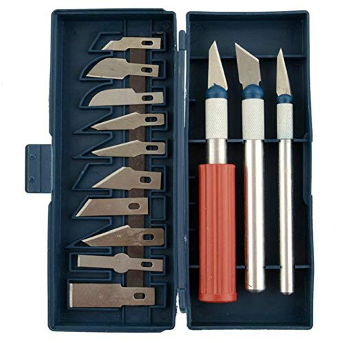 AUSUKY 13 Pcs Hobby Knife Set Gravar Burin Carving Tools Set with 3 Handles Sculpture Knife Carving Knife
