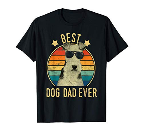 Mens Best Dog Dad Ever Wire Fox Terrier Father's Day Gift T-Shirt