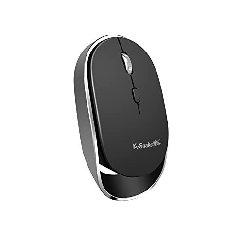 2.4GHz  and  Bluetooth Dual Mode Wireless Mouse, Rechargeable Silent Click Noiseless Ultra-Thin Portable Office Mice, Compatible with Mac Windows Laptop PC -Black-