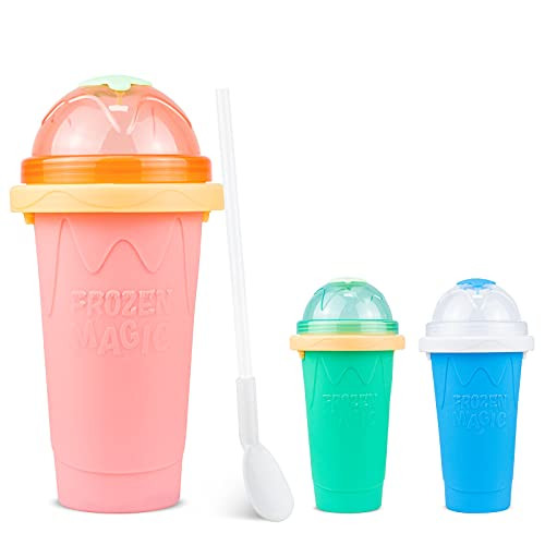 Slushy Maker Cup, Smoothie Ice Slushy Maker Magic Quick Frozen Cool Cup, Slushy Maker Double Layer Squeeze Cup Homemade Smoothie Slushy Milkshake Ice Cool Drinks Maker for Kids Adult -Pink- Slushy Maker Cup, Smoothie Ice Slushy Maker Magic Quick Frozen Cool Cup, Slushy Maker Double Layer Squeeze Cup Homemade Smoothie Slushy Milkshake Ice Cool Drinks Maker for Kids Adult -Pink-