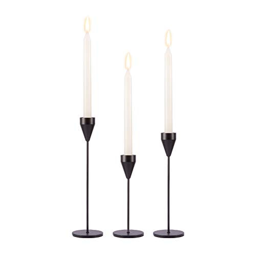 Set of 3 Metal Matte Black Candle Holders for Taper Candles,Modern Taper Decorative Candlestick Holder for Weddings, Dinning, Party,Anniversaries, Fits 7/8 inch Thick Candle  and Led Candles
