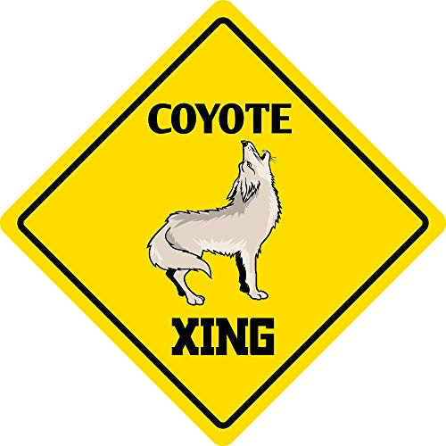 Coyote Crossing Funny Metal Novelty Sign, Vintage Aluminum Metal Signs Tin Plaque Wall Art Poster for Garage Man Cave Beer Cafe Bar Pub Club Patio Home Decor 12"X12"