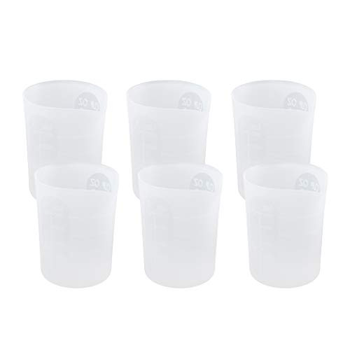menolana 6 Piece 250ml Clear Silicone Reusable Mixing Measuring Cups Liquid Epoxy Resin Hobby Craft Casting Jewellery Making DIY Tool
