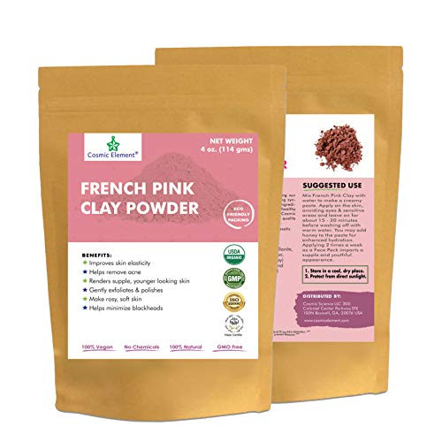 French Pink Montmorrillonite Clay Powder -French Rose Clay-, Vegan Food Grade, Healing Clay for Face Mask Skin Care Detox, Clay Mask for Blackheads and Pores, 4 Ounce - Cosmic Element