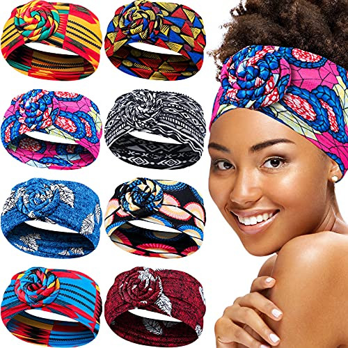 8 Pieces African Headband Elastic Boho Print Headband Sports Hairband Twisted Wide Knotted Headwrap for Women 8 Pieces African Headband Elastic Boho Print Headband Sports Hairband Twisted Wide Knotted Headwrap for Women