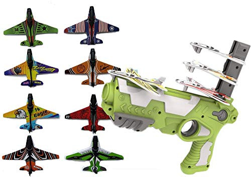 2021 New Hot Toy - Catapult plane, Bubble Catapult Plane Toy Airplane, Shooting Game Toy for Kids, One-Click Ejection Model Foam Airplane with 16 Pcs Glider Airplane Launcher, Outdoor Sport Toys Gifts