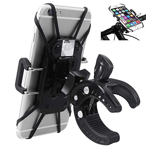 Bike Phone Mount, Bicycle Motorcycle Handlebar Cell Phone GPS Holder 360 Degrees Rotatable Cradle with Rubber Strap Clamp, Compatible with All Smartphones Bike Phone Mount, Bicycle Motorcycle Handlebar Cell Phone GPS Holder 360 Degrees Rotatable Cradle with Rubber Strap Clamp, Compatible with All Smartphones