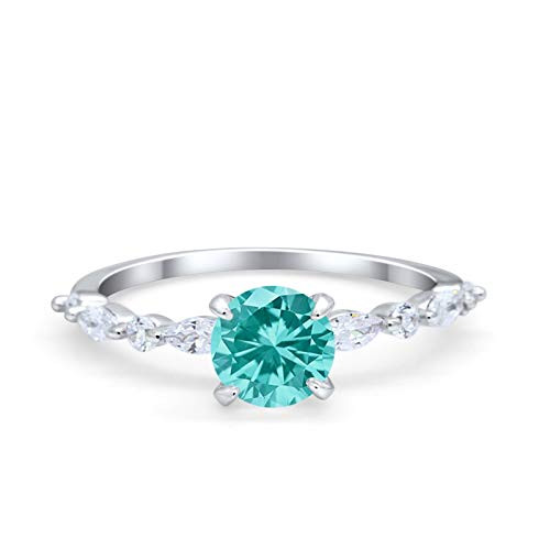 Blue Apple Co. Simulated Paraiba Tourmaline CZ Size-7 Art Deco Solitaire Wedding Engagement Ring Marquise Round Simulated Cubic Zirconia 925 Sterling Silver Blue Apple Co. Simulated Paraiba Tourmaline CZ Size-7 Art Deco Solitaire Wedding Engagement Ring Marquise Round Simulated Cubic Zirconia 925 Sterling Silver