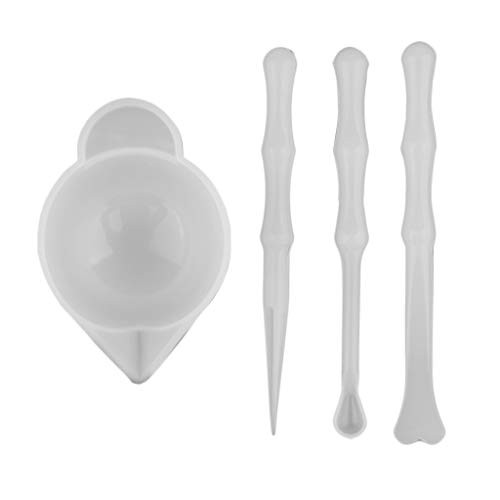 Baosity 4 Pieces Clear Silicone Reusable Mixing Measuring Cups  and  stirrers Liquid epoxy Resin Hobby Craft Casting Jewelry Making DIY Decoration Tools