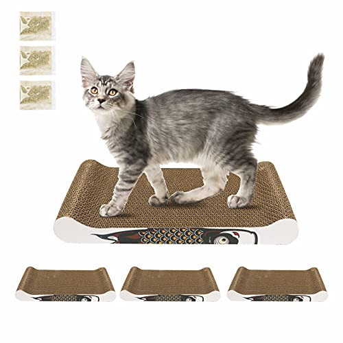 Momozawa 3 Pack Cat Scratcher Pad for Cats Scratching Toy Cardboard Durable Cat scratchers for Indoor