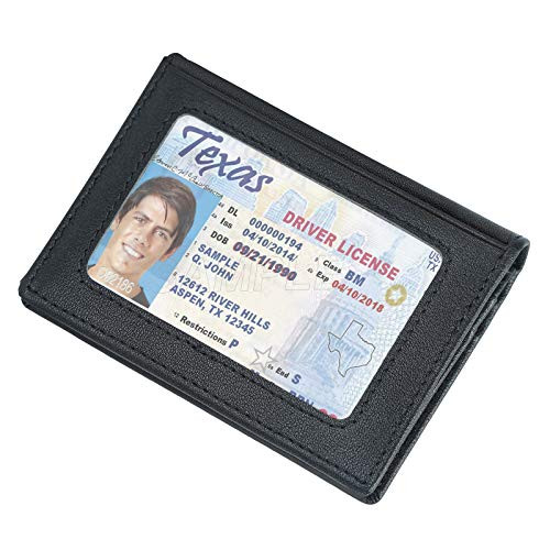 RFID Blocking Front Pocket Slim Leather Bifold Wallet Credit Card Case Holder ID Window