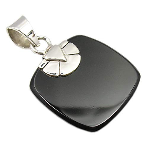 SilverStarJewel 925 Solid Silver Square Black Onyx tcw 16.08 Pendant 1.4" Jewellery Gift SilverStarJewel 925 Solid Silver Square Black Onyx tcw 16.08 Pendant 1.4" Jewellery Gift