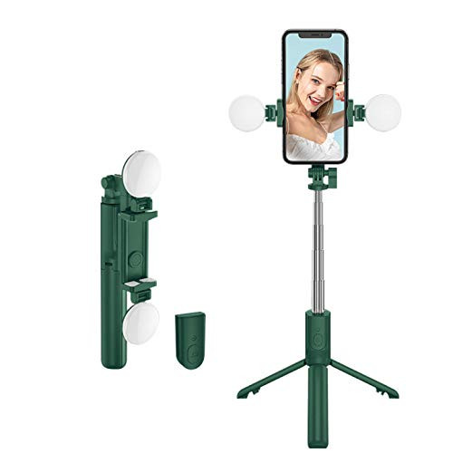 Selfie Stick Tripod with Fill Light, 3 in 1 Portable Selfie Stick Tripod Bluetooth Remote Control, Wireless Selfie for Video Recording Live Stream/Makeup