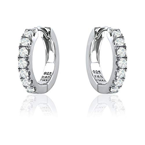 Sterling Silver CZ Cubic Zirconia Ear Cuff Hinged Huggie Hoop Earrings for Women Girls, 15mm Diameter Sterling Silver CZ Cubic Zirconia Ear Cuff Hinged Huggie Hoop Earrings for Women Girls, 15mm Diameter