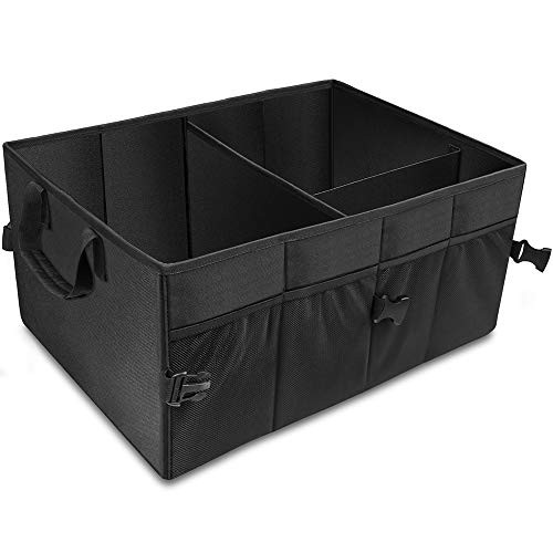 COCOBELA Trunk Organizer for Car,SUV,Auto Truck Organizers-Collapsible Heavy Duty Storage Cargo Containers-Waterproof Nonslip Bottom Grocery Car Accessories,Storage Bin or Vehicle Tools(Black)