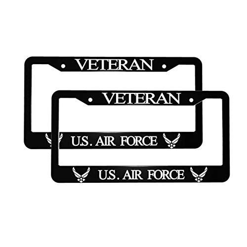 POYOMUK US Air Force License Plate Frame Black Aluminum USAF Veteran License Plate Holder License Plate Protection with Screw Set