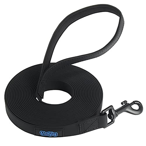 Waterproof Dog Leash, 20ft Tracking Training Leash Durable Biothane PVC Long Lead Leash with Handle for Beach and Lake -Black- Waterproof Dog Leash, 20ft Tracking Training Leash Durable Biothane PVC Long Lead Leash with Handle for Beach and Lake -Black-