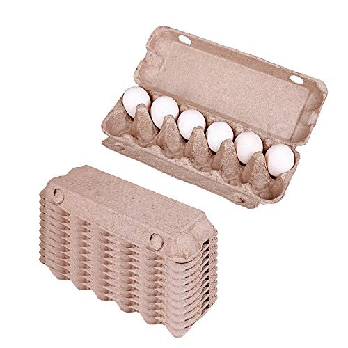 Povinmos 10 Pack Chicken Egg Cartons - Biodegradable Egg Carton Cell Egg Holders, Each Holds 12 Eggs Farm Freshies Empty Egg Cartons