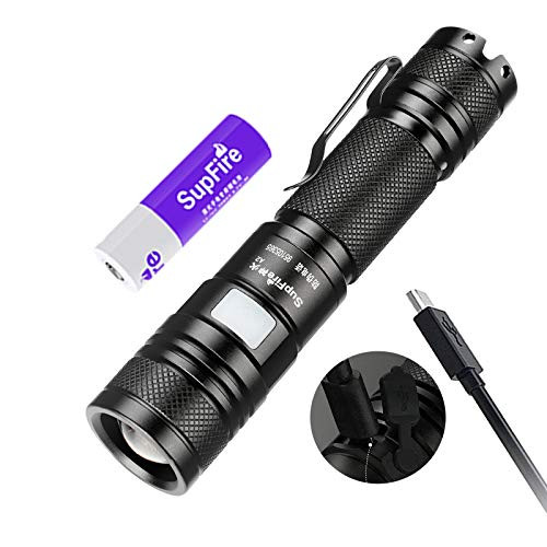 SupFire A2 Zoomable LED Tactical Flashlight CREE XML2-U2 LED 950 Lumens Focusing USB Rechargeable Waterproof Flashlight,for Camping,Hiking and Emergency Use,with Rechargeable 18650 Battery