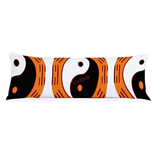 Decorative Body Pillowcase Orange Yin Yang Hidden Zipper Closure 20"X54" Long Body Pillow Case