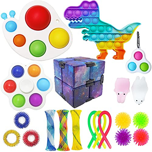 Fidget Toys Pack Cheap with Simple Dimple, Push Popper Bubbles Sensory Fidget Toy Set, Fidget Pack Sensory Relieves Stress  and  Anxiety for Kids Adult, 20 Pack