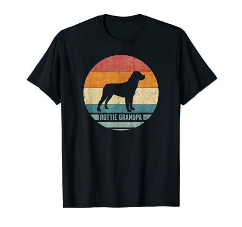 Vintage Retro Rottweiler Grandpa Rottie Silhouette Sunset T-Shirt