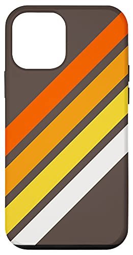 iPhone 12 mini Colorful Abstract Orange Yellow White Retro Stripes on Brown Case