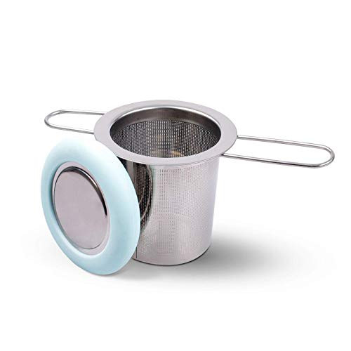 Fenshine Tea Infuser Stainless Steel Tea Strainer Folding Handle Tea Filter Extra Fine Mesh Strainer Brewing Basket with Lid for Loose Leaf Tea -Light Blue-
Fenshine Tea Infuser Stainless Steel Tea Strainer Folding Handle Tea Filter Extra Fine Mesh Strainer Brewing Basket with Lid for Loose Leaf Tea -Light Blue-