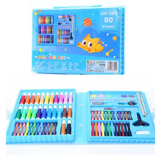 Ubuyhere Art Supplies Drawing Kit for Kids Art Set Drawing Art Box with Oil Pastels, Crayons, Colored Pencils, Markers, Paint Brush, Watercolor Pens,90pcs Art Case Gift