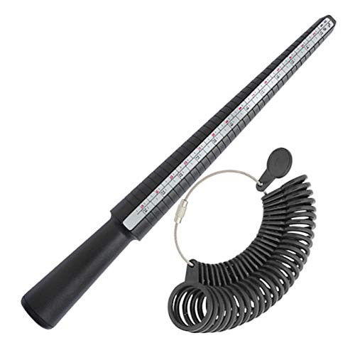 1 Set Ring Sizer Gauge Set Ring Mandrel and Ring Sizer Measurement Plastic Standard Finger Ring Gauge Sizer Stick for Finger Size Gauge Measure Tool-Black,US Size 0-13 UK EUR-