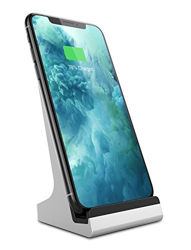 Bestand 2-Coil QI Wireless Charging Stand for All Qi-Enabled Phones, iPhone 8/X/8 Plus (Silver) 