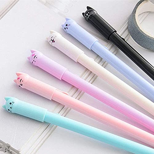 Ibcwna 5 Cute Black Ink Cat Neutral Pen Cartoon Plastic Neutral Pen Writing Office School Supplies Stationery Random Color