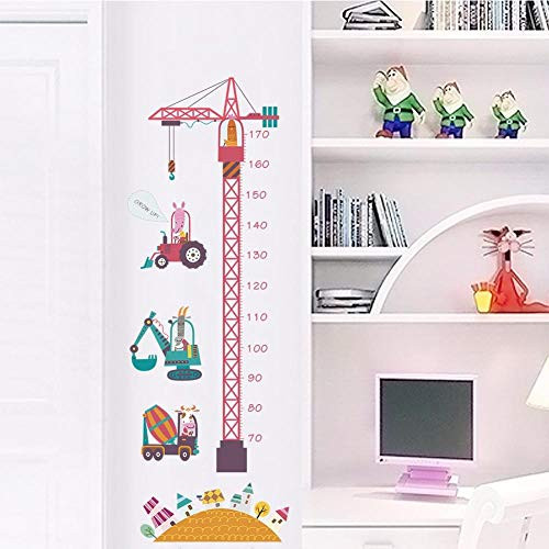 Wall Sticker Cartoon Engineering Vehicle Height Measure Wall Stickers for Kids Room Bedroom Kindergarten Eco-Friendly Art Decals Mural