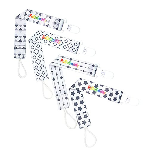 Baby Pacifier Clips Universal Stylish Teething - Boys and Girls 4 Pack Pacifier Holder Teething Toys and Pacifier Clips Fits Most Pacifier Styles