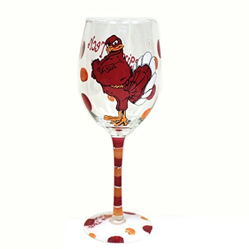 Jenkins Enterprises Virginia Tech Hokies Maroon and Orange Hand Painted Wine Glass Jenkins Enterprises Virginia Tech Hokies Maroon and Orange Hand Painted Wine Glass