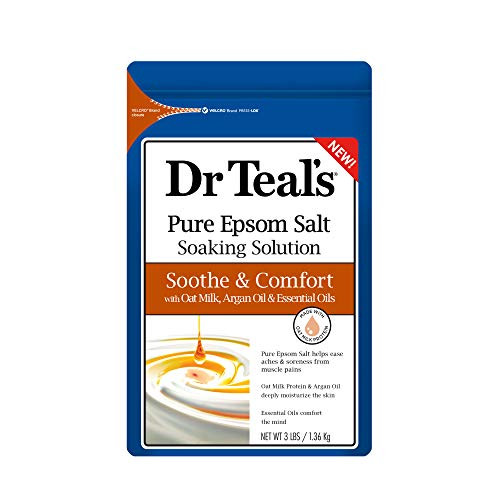 Dr Teal's Pure Epsom Salt, Soothe  and  Comfort with Oat Milk  and  Argan Oil, 3lbs