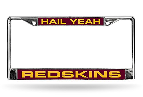 NFL Washington Redskins "Hail Yeah" Laser Cut Inlaid Standard Chrome License Plate Frame, Chrome