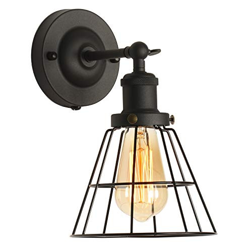 XIDING Premium Retro Industrial Edison Simplicity Metal Wire Cage Wall Sconce Light Fixture?Upgrade Black Finish Metal Wire Cage Shade, Unique Vintage Swing Arm Wall Lamp, E26 Base, 1 Light XIDING Premium Retro Industrial Edison Simplicity Metal Wire Cage Wall Sconce Light Fixture?Upgrade Black Finish Metal Wire Cage Shade, Unique Vintage Swing Arm Wall Lamp, E26 Base, 1 Light