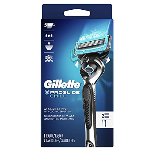 Gillette ProGlide Chill Mens Razor Handle  plus 2 Blade Refills
