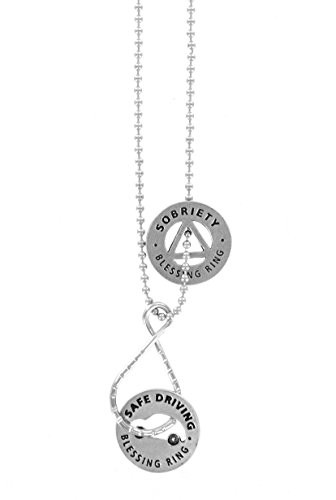 Inspiration-All Sobriety on Day at a Time and Safe Driving Blessing Ring Keyring and Car Charm Ornament Reversible Bundle