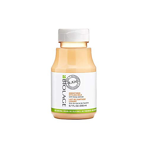 BIOLAGE R.A.W. Smoothing Styling Milk | Smooths  and  Hydrates Hair To Provide A Glossy Finish | With Honey  and  Oat | Silicone  and  Paraben-Free | For All Hair Types | 6.7 Fl. Oz.