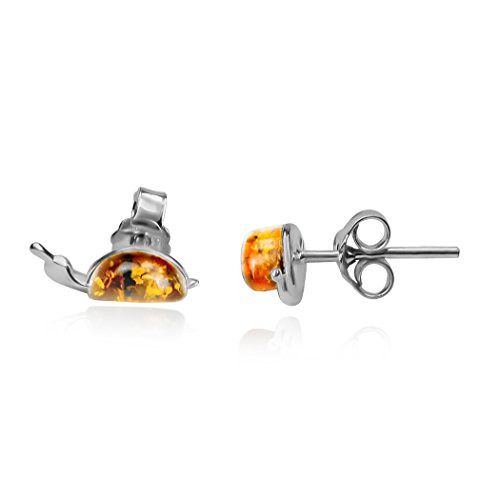 Amber Sterling Silver Half Round Stud Earrings